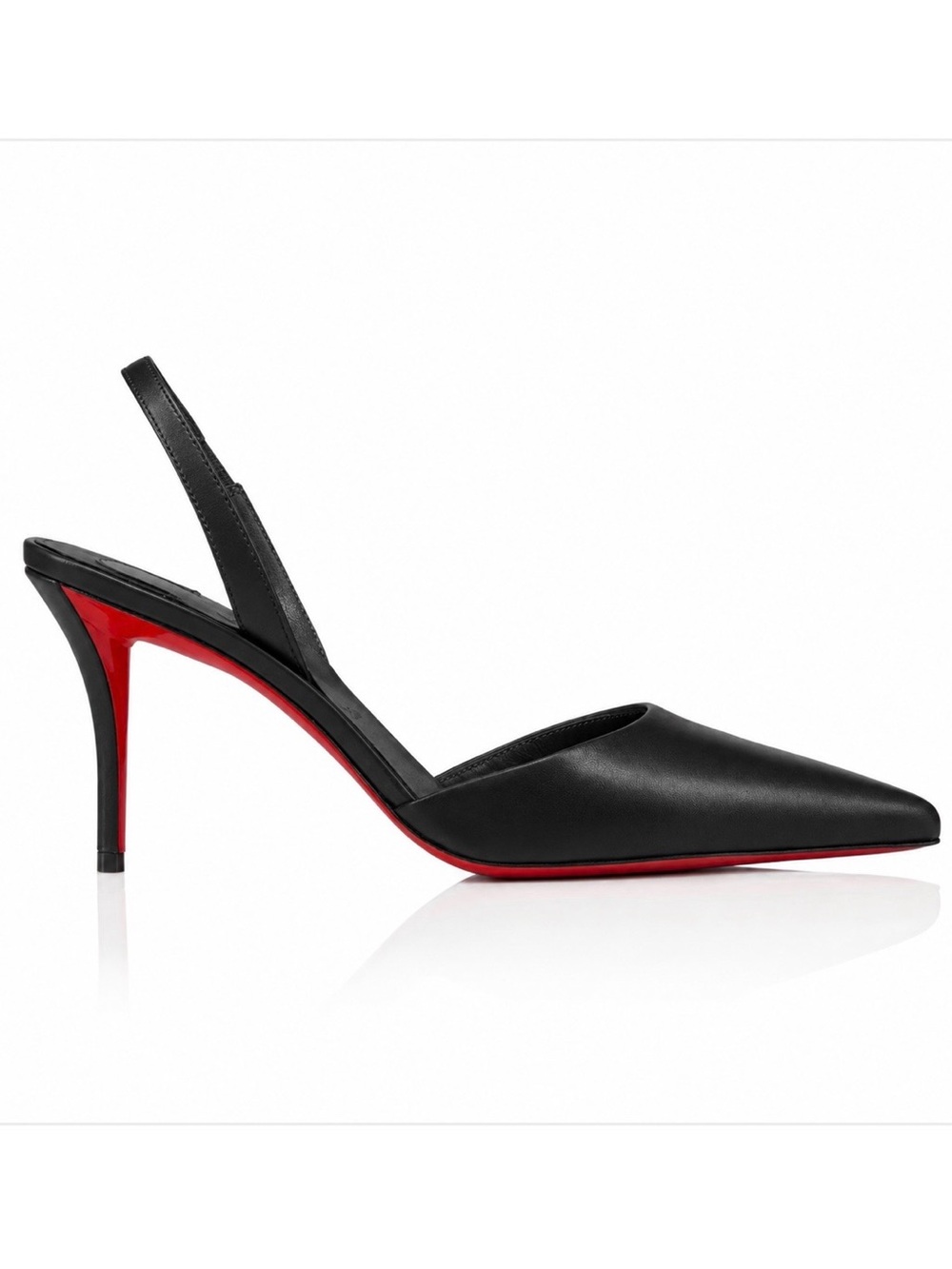 CHRISTIAN LOUBOUTIN APOSTROPHA BLACK LEATHER SLING PUMPS MISS Z HEEL SZ 42 NEW